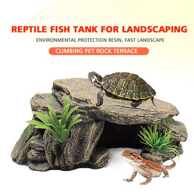 Aquarium Hiding Cave Reptile Climbing Rock Terrarium Stone Fish Tank Decor