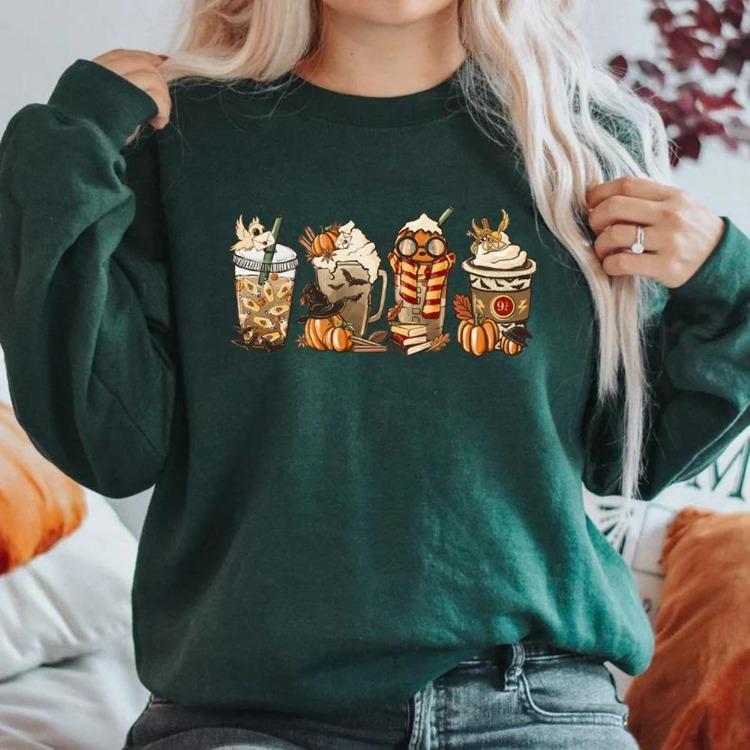 Cozy Halloween Pumpkin Spice Sweatshirt for Women Fall Coffee Lover Pullover Horror Sweater Clothes