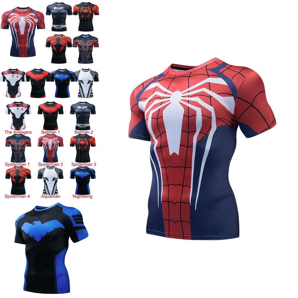 Superhero Spiderman Batman 3d Print Gym T-shirt For Men Stylish Fitness Tee