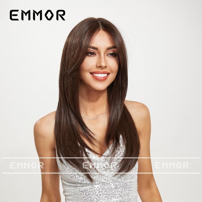 * HD large area lace wig medium black brown long straight hair fashion full hood lace Wig