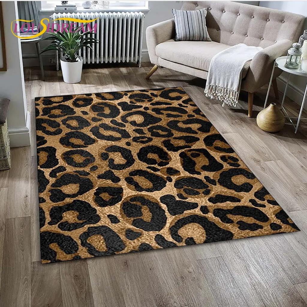 Wild Leopard Print 3D Series Area Rug,Carpet Rug for Home Living Room Bedroom Sofa Doormat Kitchen Decor,kids Non-slip Floor Mat