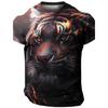 Flame Animal Pattern 3D Printing Fashion Men's Outdoor Sports Short Sleeve T-shirt Plus Size Men's Shirt Casual Personality Tren