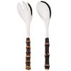2/4pcs Black Bamboo Handle Dinnerware Set Mirror Stainless Steel Flatware Salad Fork Spoon Cutlery Set Western Kitchen Tableware