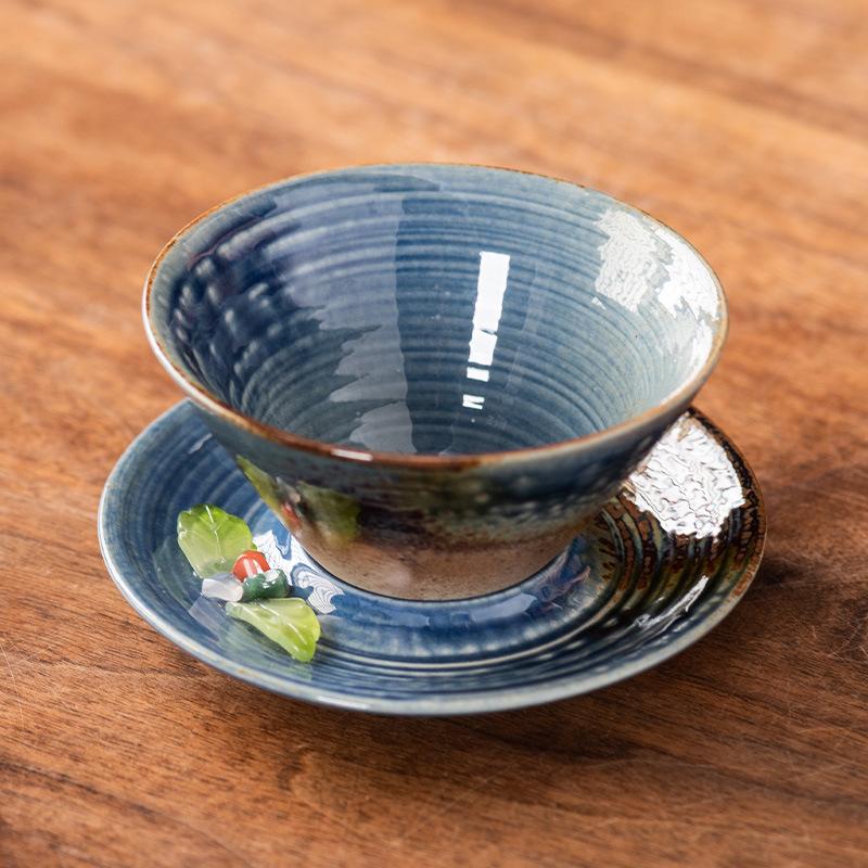 Retro Style Ceramic Cup Coarse Pottery Ceramic Cup Creative Flying Saucer Coffee Cup Saucer Set