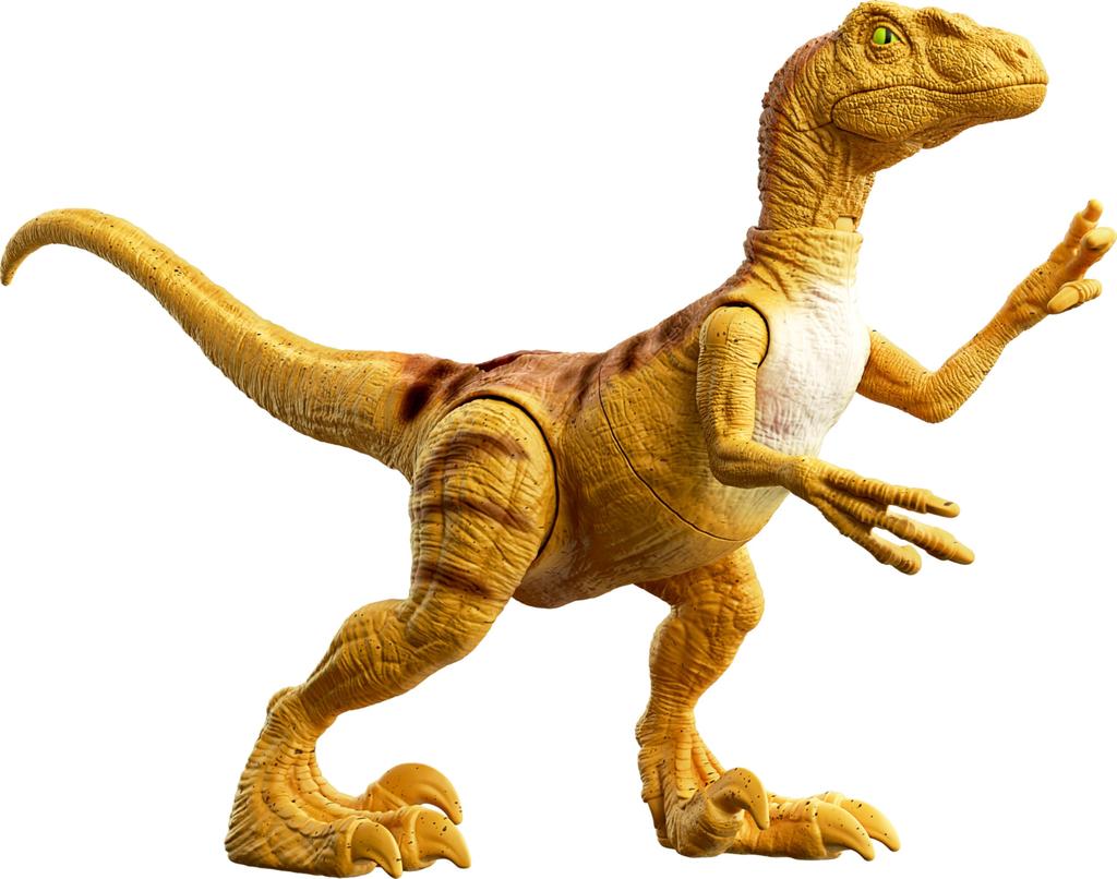 Mattel Jurassic World Atak Uderzeniowy Velociraptor Zabawka Dinozaur z Ruchomą Figurką Akcji Pojedynczego Uderzenia Prezent z Akcją Zabawy Fizycznej i Cyfrowej, Stawy,