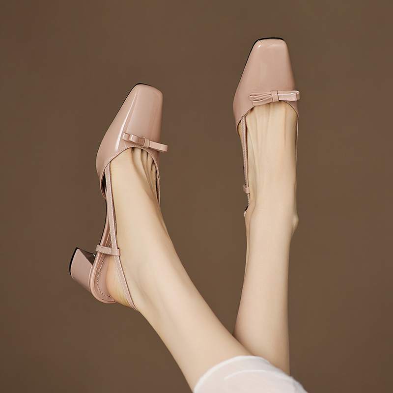 Krazing Pot Cow Skin Summer Size 42 Slingback European Design High Heels Women Superstar Square Toe Sandals