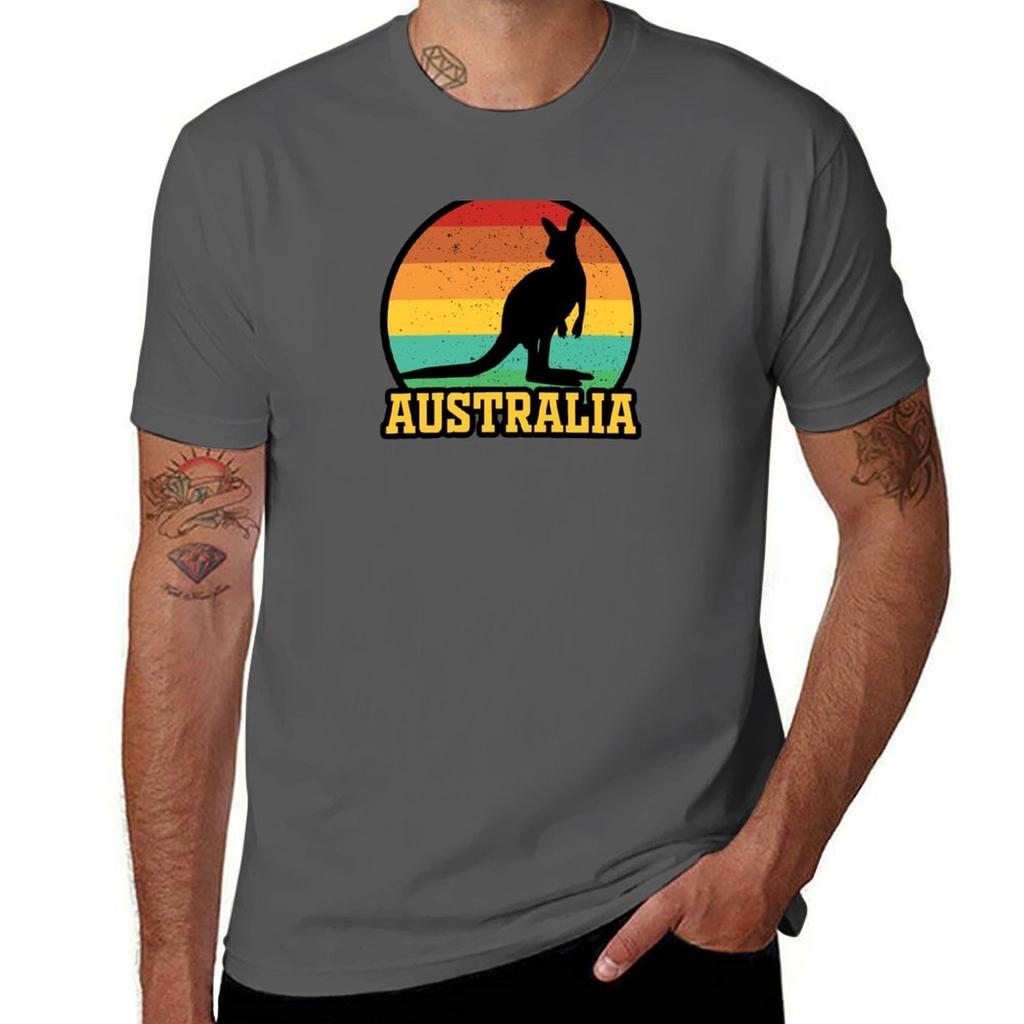 Retro Sunset Australian Kangaroo Tshirt Comfortable Daily Wear Tee