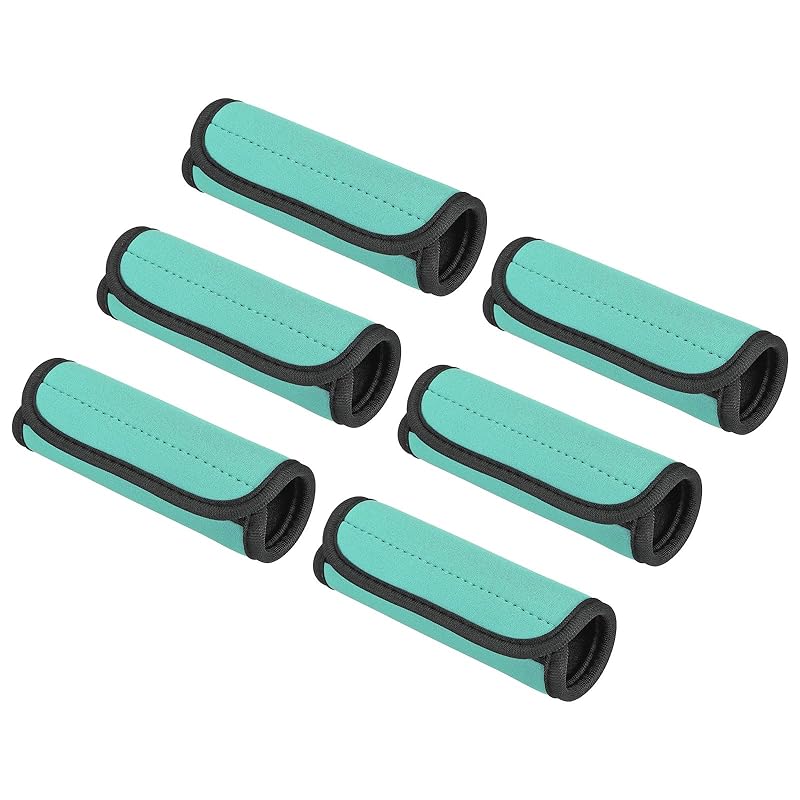 

[PATIKIL] luggage handle wrap 6 pieces Neoprene Handbag Grip Cover Protector Identifier with Hook and Loop for Suitcase Grocery Shopping Bag lake blue