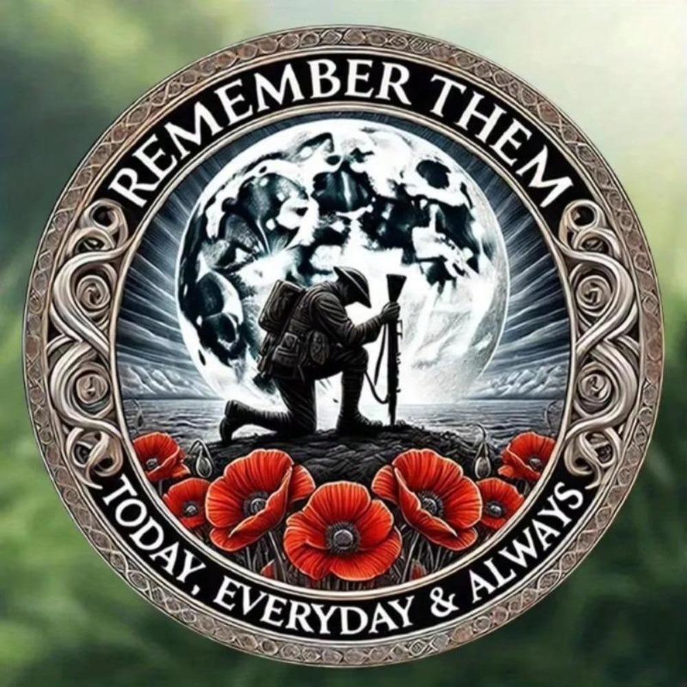 Vintage Military Metal Wall Art Sign 8 Inch Round Aluminum Quote Decor