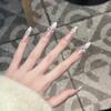 High-End Autumn Nude Gradient French Diamond Removable Nail Tips