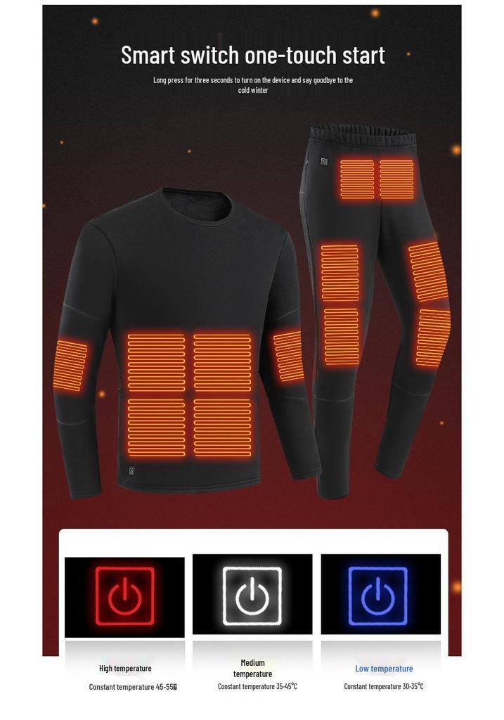 Smart 28-Zone Heated Underwear Set for Men & Women - Winter Warmth & Constant Temperature Control