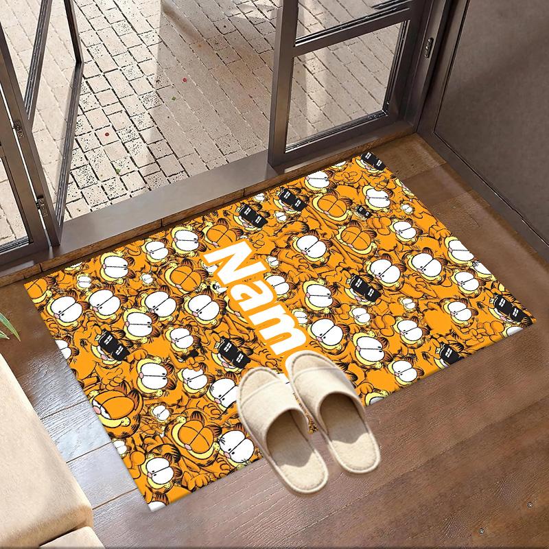 Custom Name Personalized Garfield Print Carpet, Versatile Home Decor Rug, for Playroom, Apartment, Balcony, Entryway, Hallway Gift
