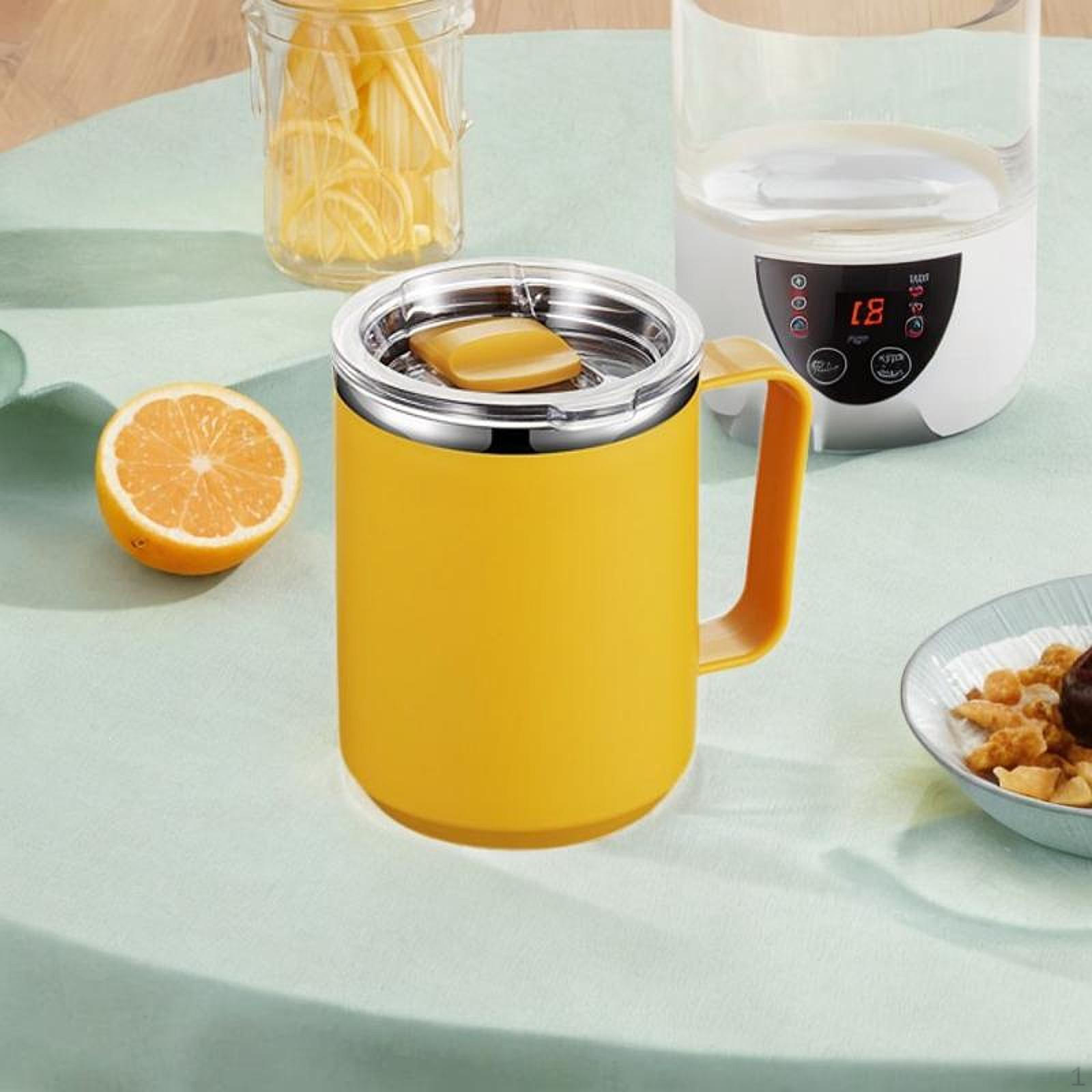 

Кофейная кружка термос многоразовый двойной стенки герметичный с раздвижной крышкой для путешествий на вечеринку жёлтый