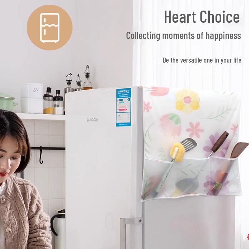 Single/Double Door Refrigerator Dust Cover with Storage Pockets