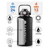 SANTECO Vacuum Insulated Water Bottle, Large Capacity, 1900ml, Keeps Drinks Cold or Hot, Includes Straw, Compatible with Direct Drinking Sports Drinks