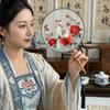 Chinese Style Embroidery Round Fan Semi-Transparent Vintage Hand Fan  Wedding