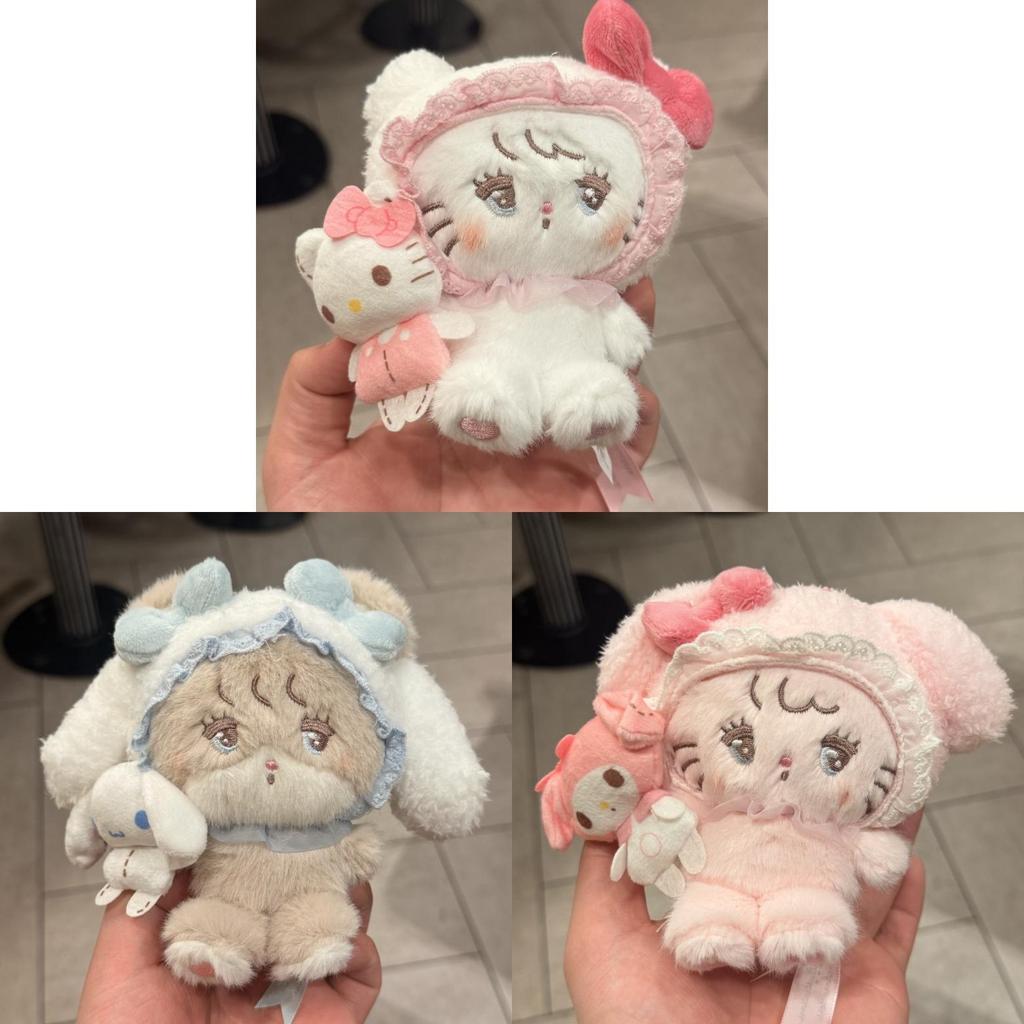 Hello Kitty Melody Cinnamoroll Kuromi Plush Keychain With Short Pile Fabric For Backpack Decoration
