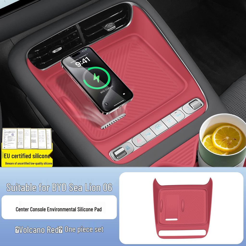 BYD Sea Lion Wireless Charging Silicone Pad & EV Cup Holder Cover for 25 Models