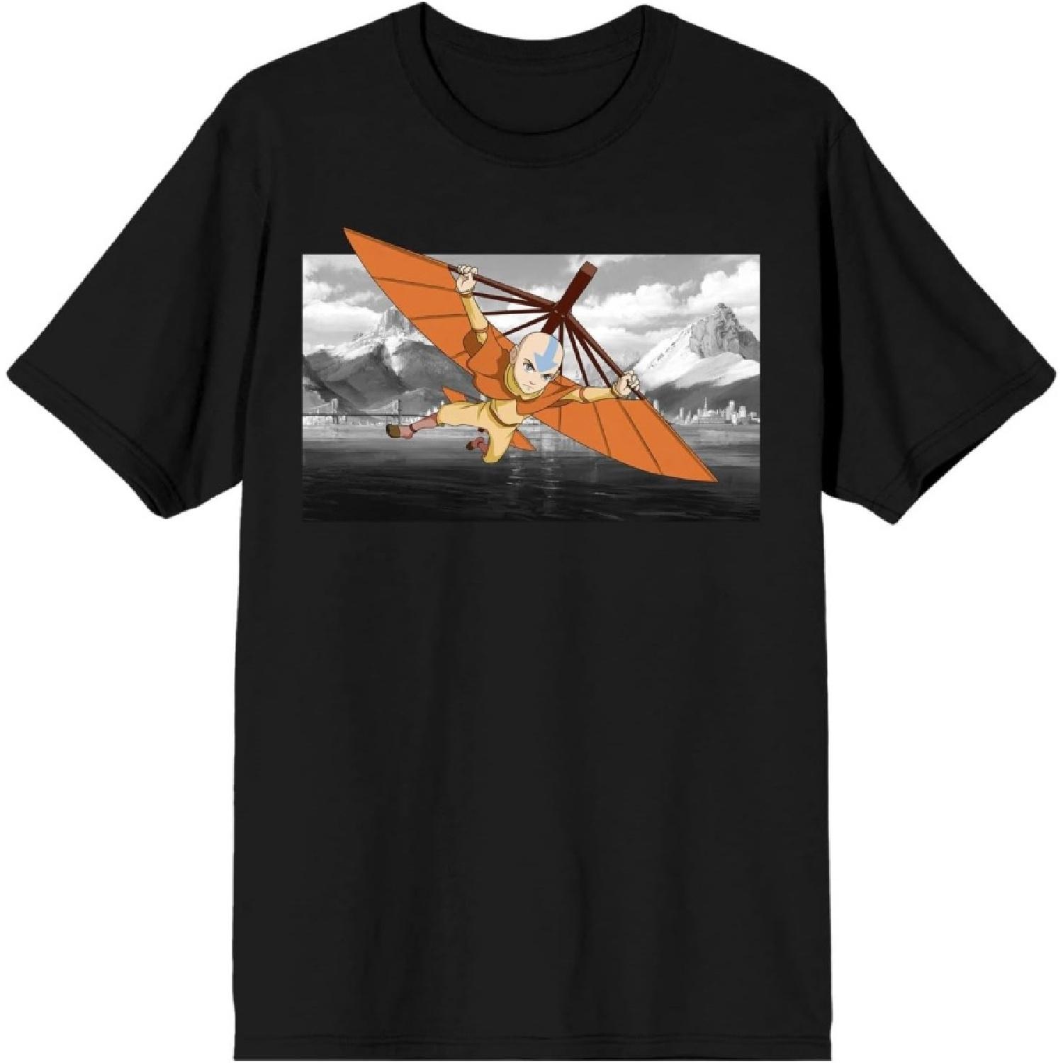 

Avatar_ The Last Airbender Aang with Glider Staff Black T-Shirt XXXXXL різнокольоровий