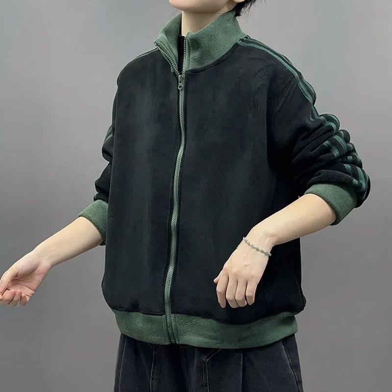 Kabát pro ženy Bavlna Podzim Zima Zesílený Ležérní Nadměrný Oboustranný Kardigan Bunda na zip