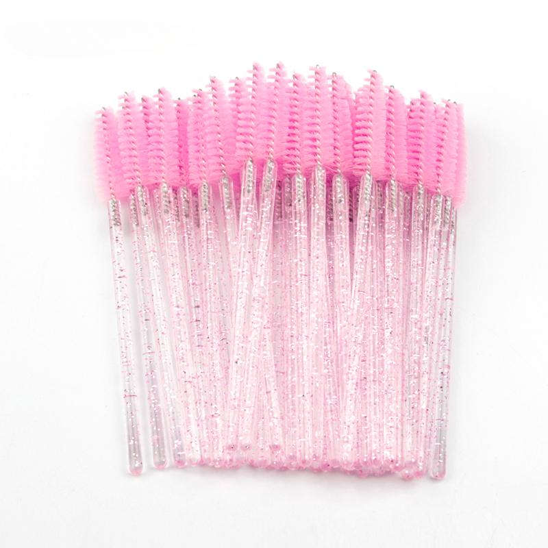 50 PCS Disposable Crystal Eyelash Brush Mascara Wands Applicator Diamond Eye Lash Brushes False Eyelash Extension Makeup Tools