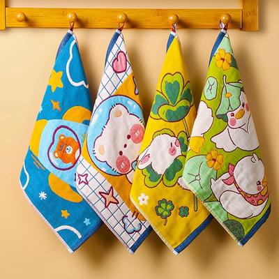 Ręcznik bawełniany z gazy kwadratowy, szybkoschnący, miękki, do mycia twarzy, do gospodarstwa domowego, do powieszenia, chusteczka z kreskówek, do mycia twarzy, 2/4 szt.