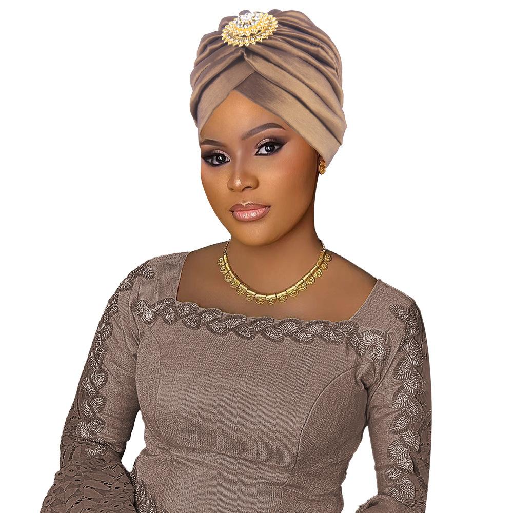 Indian Women Chemo Cap Muslim Diamonds Hijab Pleated Turban Wrap Headscarf Beanies Hair Loss Bonnet Hat Femme Turbante Mujer New