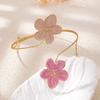 Gold Color Opening Arm Bracelet Metal Flower Bracelet Elegant Wide Open Bangle  Party Occasion