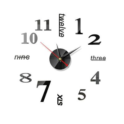 DIY-Wanduhr, moderne große 3D-Wanduhr, Aufkleber, Spiegeloberfläche, rahmenlose Uhr, Heimbüro, Hotel-Dekoration