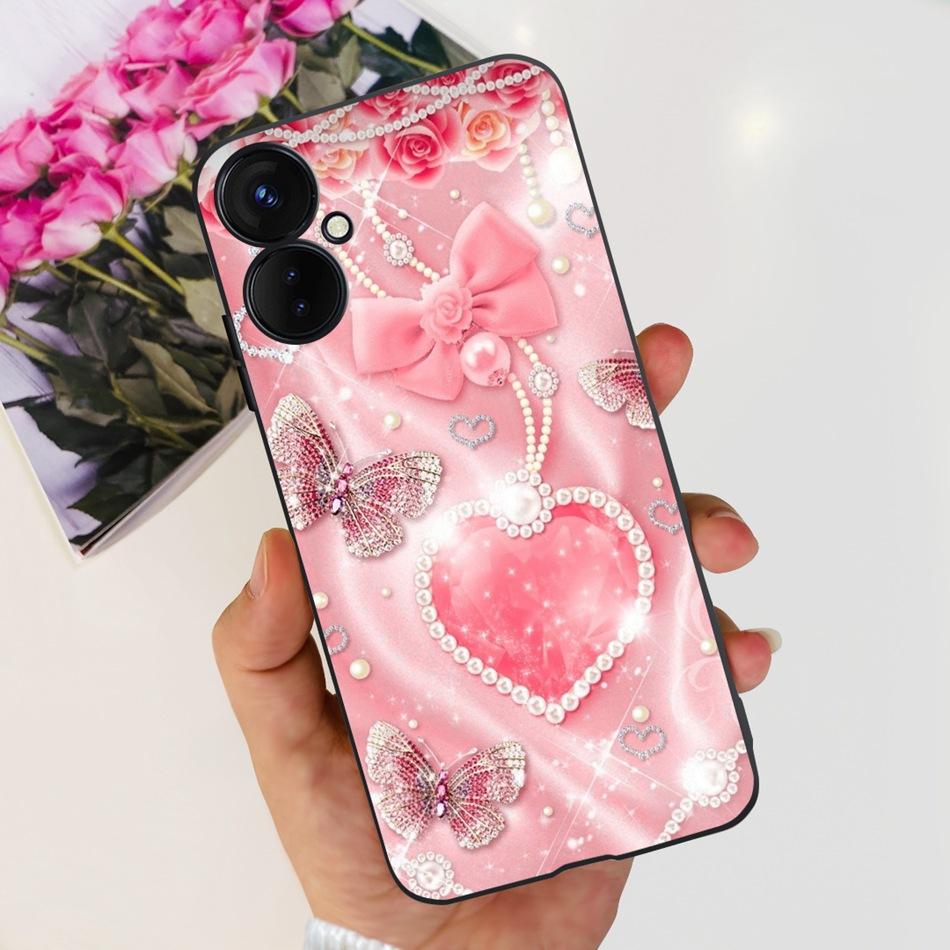 For Tecno Spark 9 Pro KH7 KH7n Cute Cartoon Phone Case For Tecno Spark 9Pro Black Silicone Soft TPU Cases