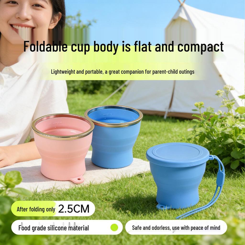 Silicone Foldable Travel Cup - Portable, Unbreakable, and Ideal for Outdoors, Sports, and Tourism.
