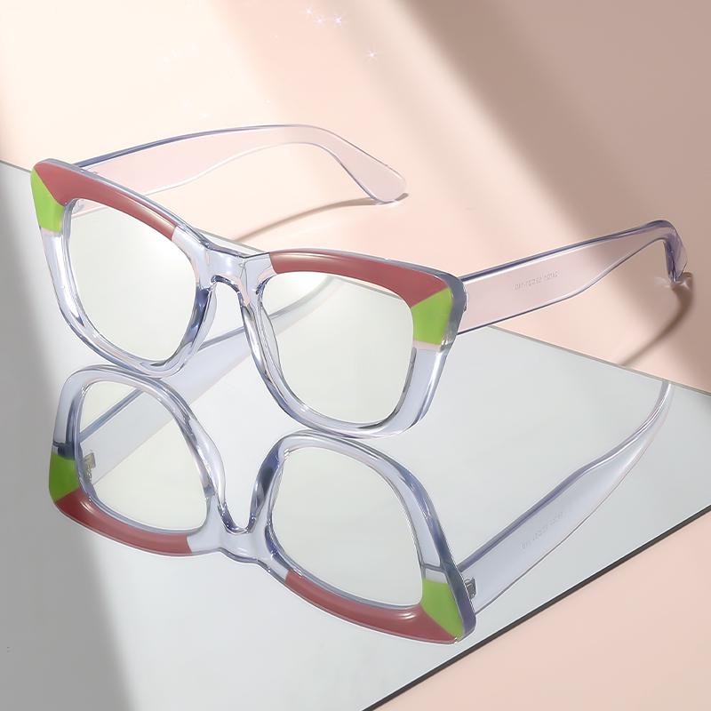 

Large framed anti blue light glasses stylish color contrast high end comfortable flat light eyewear for men and women