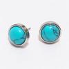 1pair Natural Stone Earrings Healing Crystal Quartzs Round Beads Steel Stud Fashion Ear Jewelry for Women Jewelry Gifts