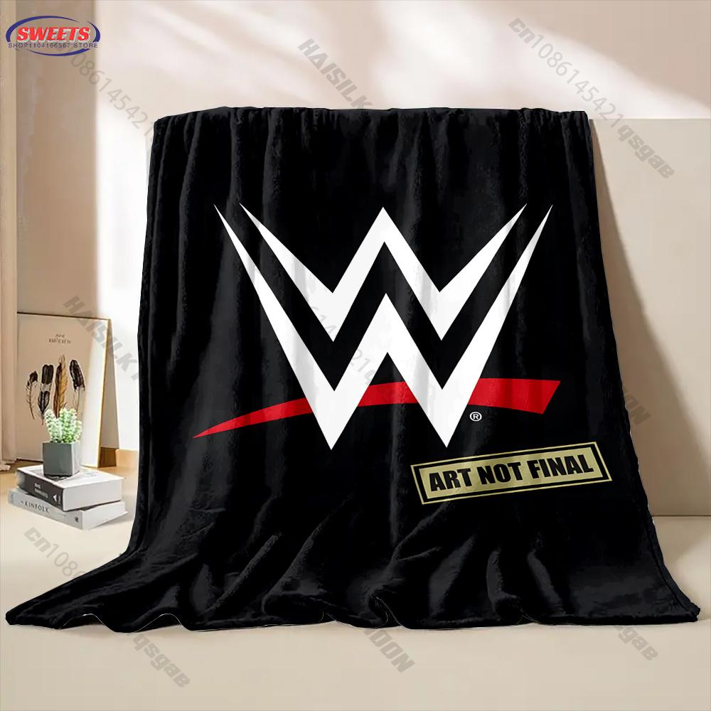 Multi-Size W-WWE Pattern Print Flannel Blanket for Son Husband Dad, Super Soft Fluffy Bedroom Sofa Office Blanket Great Gifts