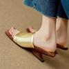 New Square Open Toe Wedge Sandals Women Elegant Genuine Leather Summer New Special-Shaped Heel Fashion Dress Party Shoes
