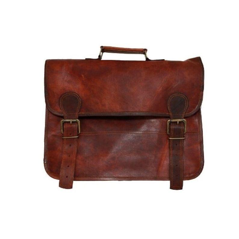 

Мужская кожаная сумка-портфель, сумка-мессенджер из натуральной кожи Коричневая сумка через плечо для ноутбука, iPad, офиса, колледжа 12 x 16 x 5 in коричневый