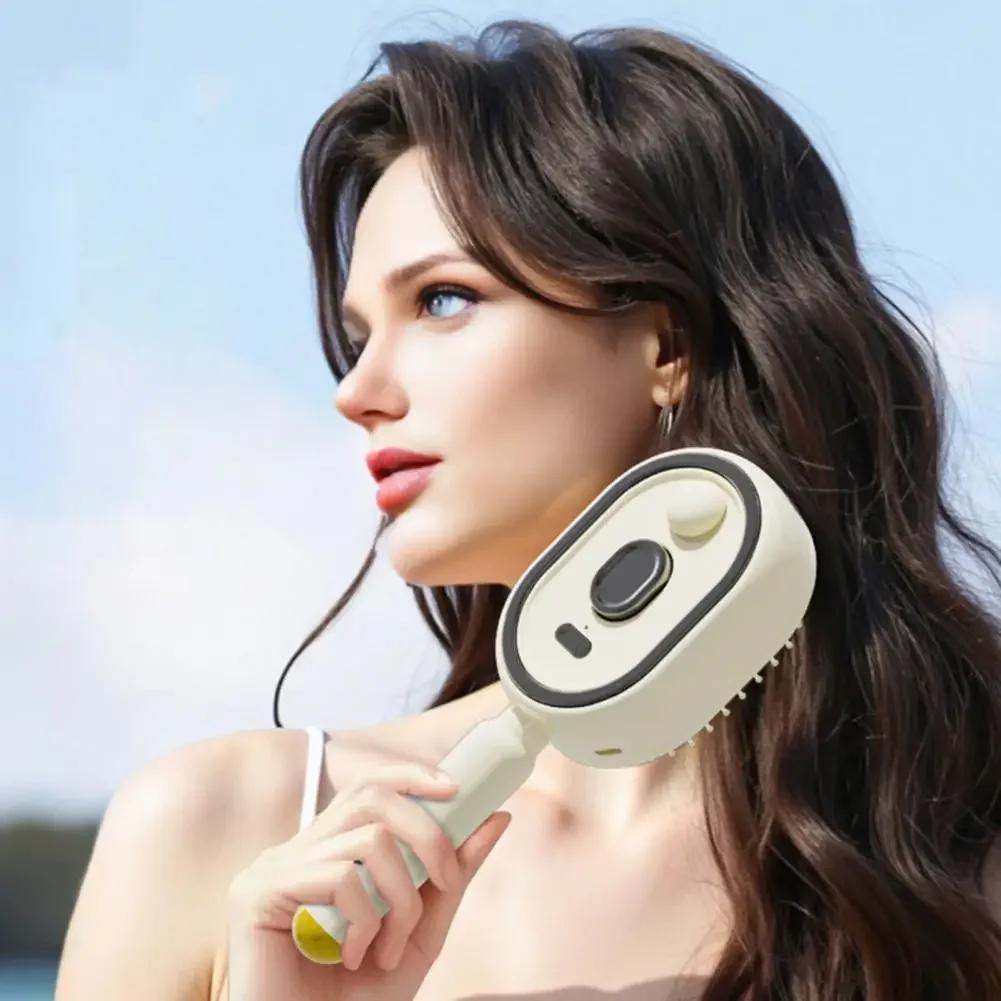 Multifunktionale Massagebürste Elektrische Dampf-Haarbürste USB-C-Ladung Sprüh-Dampf Glättbürste Anti-Frizz Styling-Kamm