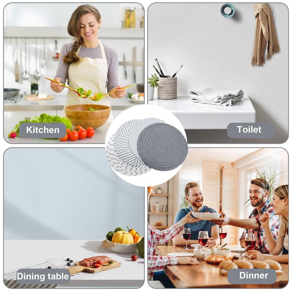 Set of 4 Round Coaster Pot Placemats and Pot Coaster  Pot Holder Placemats for Kitchen Pots Pans and Plates