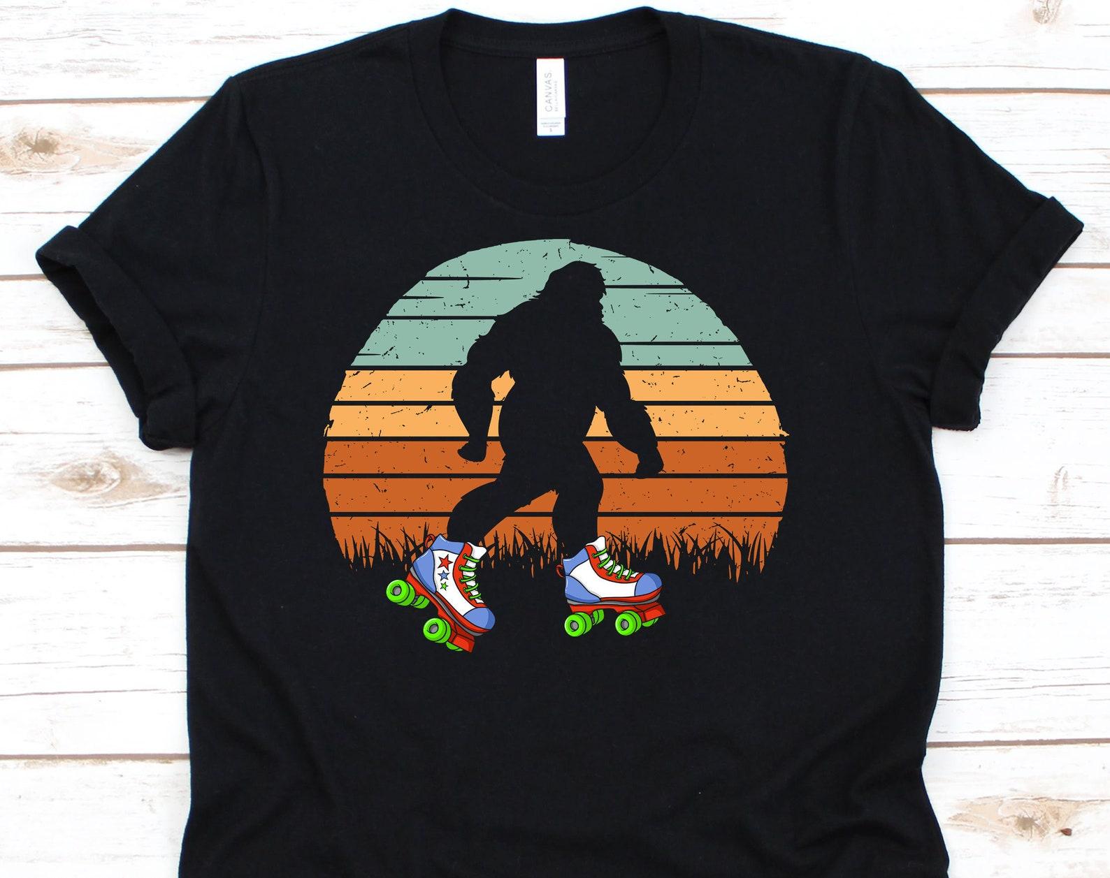 Roller Skater Bigfoot Shirt, Roller Skating Gift For Roller Skater Girl Boy, Roller Skate Tshirt For Sasquatch Lovers, Funny Yeti T-Shirt 4XL