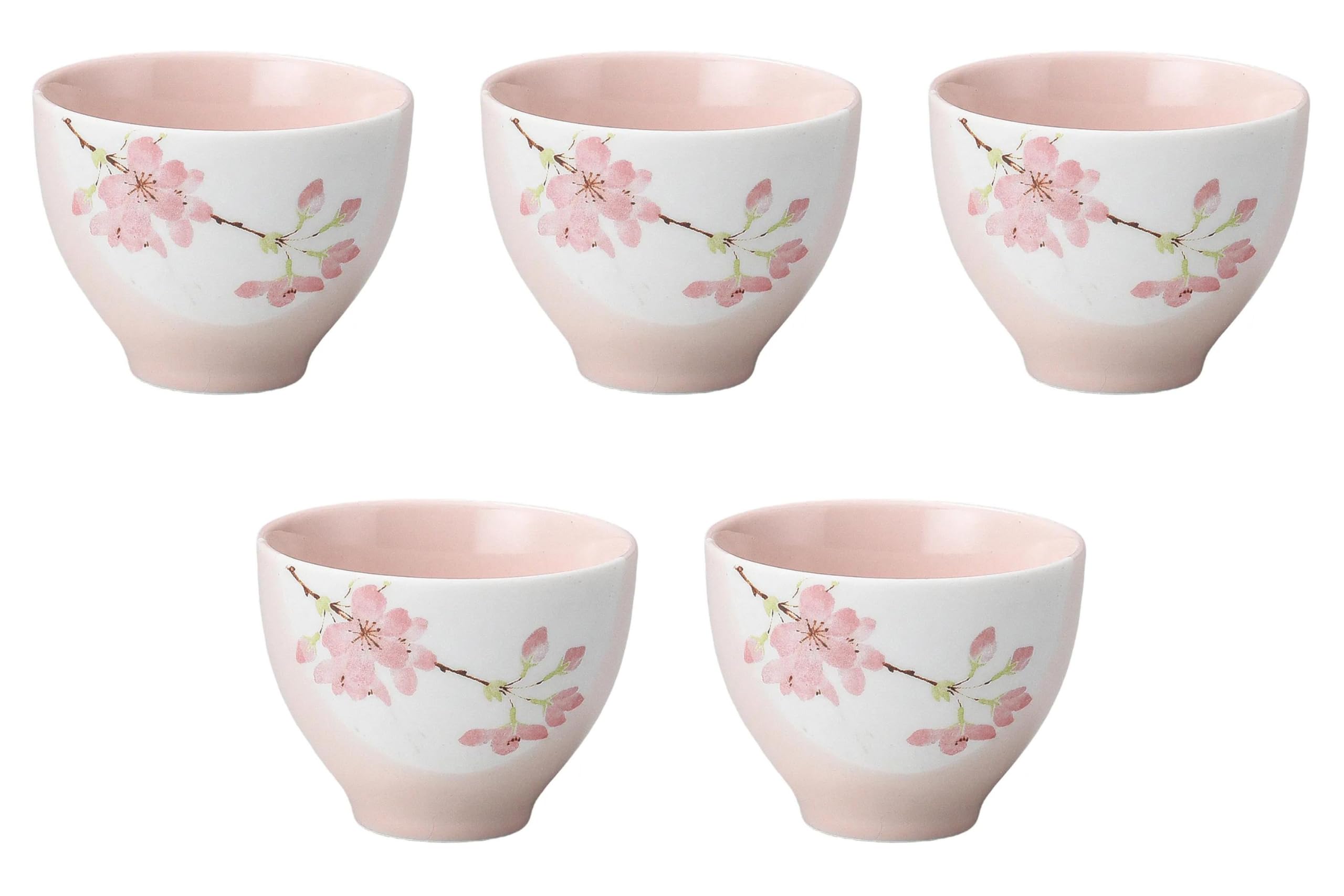 

Set of 5 Slim Sencha Teacups with Differently Colored Cherry Blossom Designs x cm Sencha by Setomonohonpo [7.8 5.9 (150cc)]