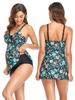 European & American Maternity Loose Split Skirt Bikini One-Piece Print Tankini Swimsuit.