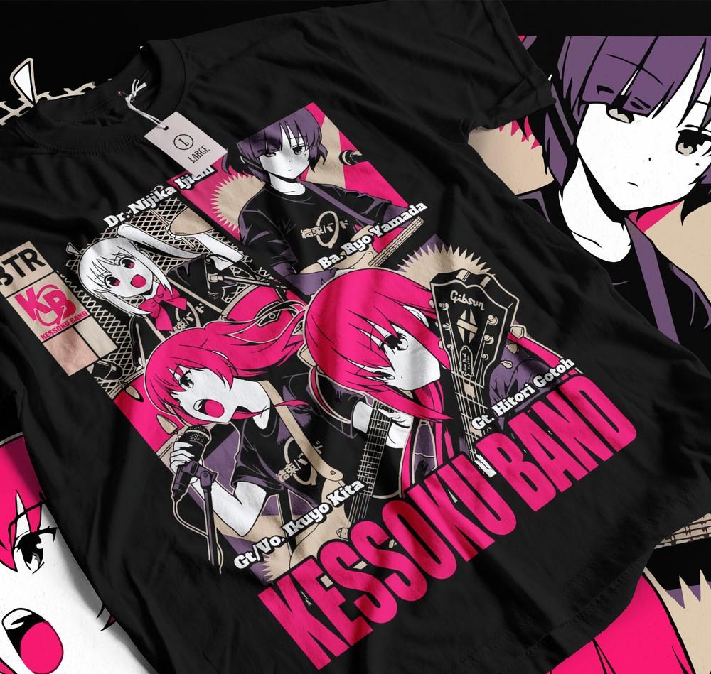 

band of girls t-shirt anime best manga Bocchi the Rock music style guitar bac016 S