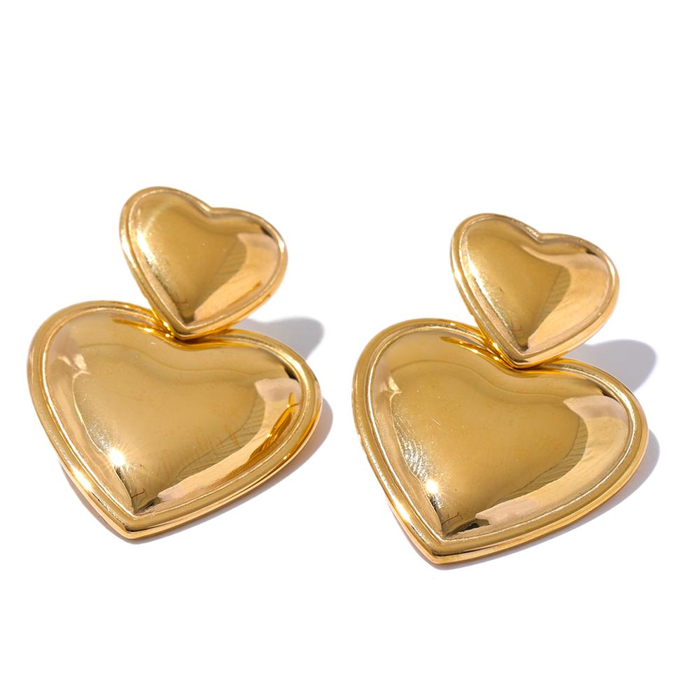 

Yhpup Fashion Glossy Smooth Stainless Steel Heart Drop Dangle Earrings Waterproof Metal Classic Jewelry Valentine s Day Gift
