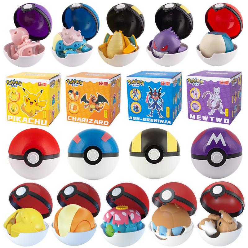 Figures Toys Pocket Monsters Ball Model Pikachu Gengar Pokeball Dragonite Snorlax Pokeball Action Figures Toy