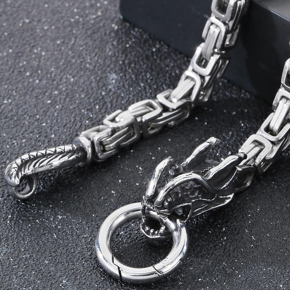 Luxury Gold Color 316L Stainless Steel Chinese Dragon LONG Necklace for Men 6mm Width 72cm Long Fashionable Jewelry Accessory