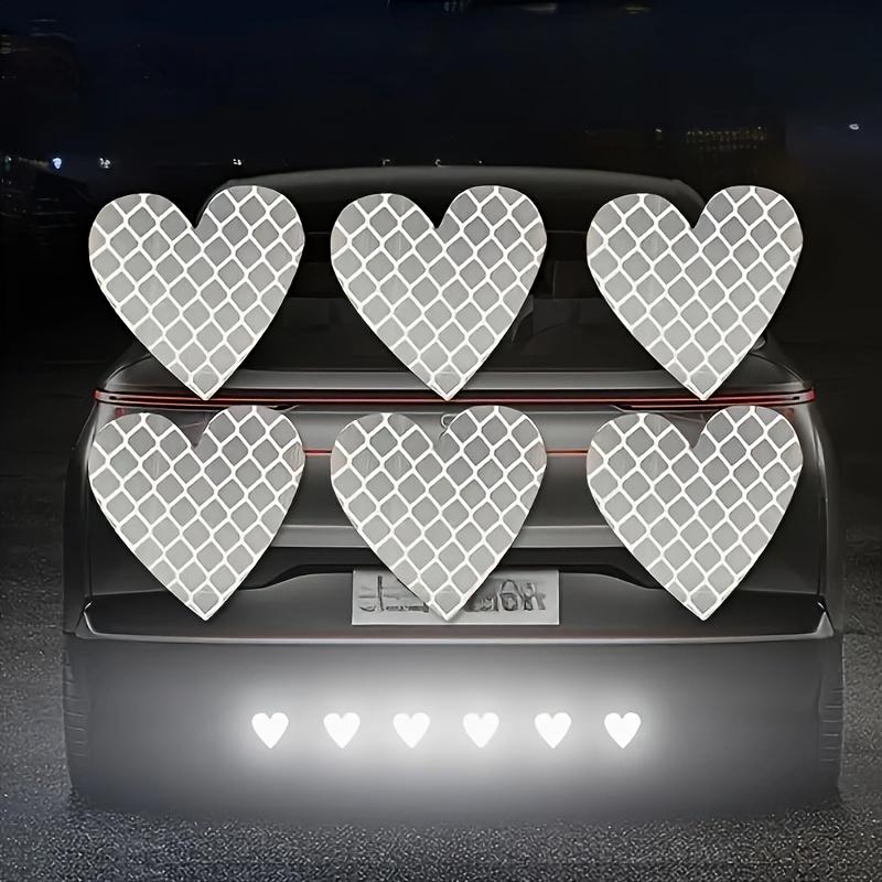 

6pcs Red Heart Reflective Stickers - Suitable for Cars, Motorcycles, Electric Vehicles Multi-Purpose Sticker, Enhances Night Safety and Fashion Sense білий