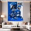 Tampa Bay Lightning poster arranges blue-clad players with number 21 Point prominent over white, electric blue ice sport art Tapestry