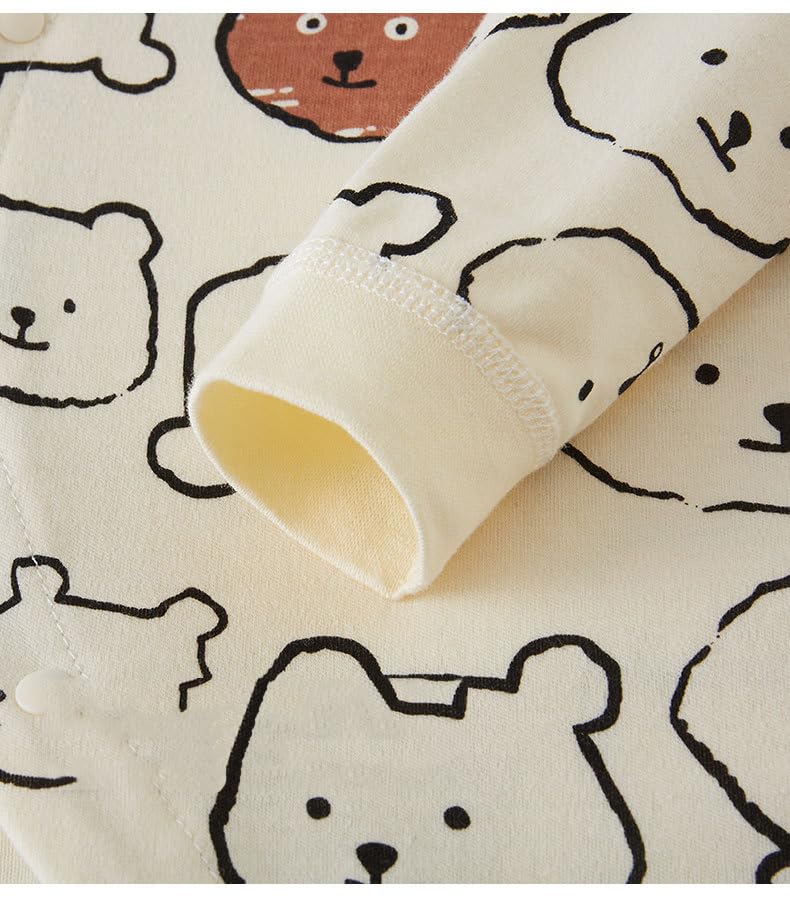 Jaydyequ Baby Long Boys and Lightweight Romper Baby Print Bear 59cm Clothes, Sleeve, Spring/Autumn, Girls, Coverall, Prep, Gift, All-Year Material,