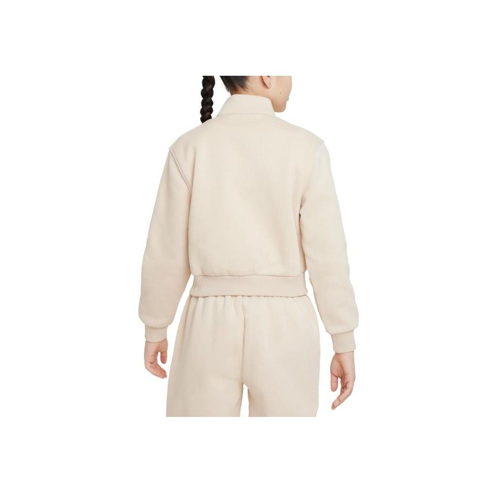 Nike Sportswear Club Fleece Logo Embroidered Half-Zip Stand Collar Sweatshirt Kids Tops Milk-White FD2930-126