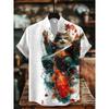 Camisa con Estampado de Pez de Arte Japonés, Nueva Camisa Cardigan de Verano de Manga Corta con Cuello Alto, Camisa Transpirable Casual de Calle para Hombre